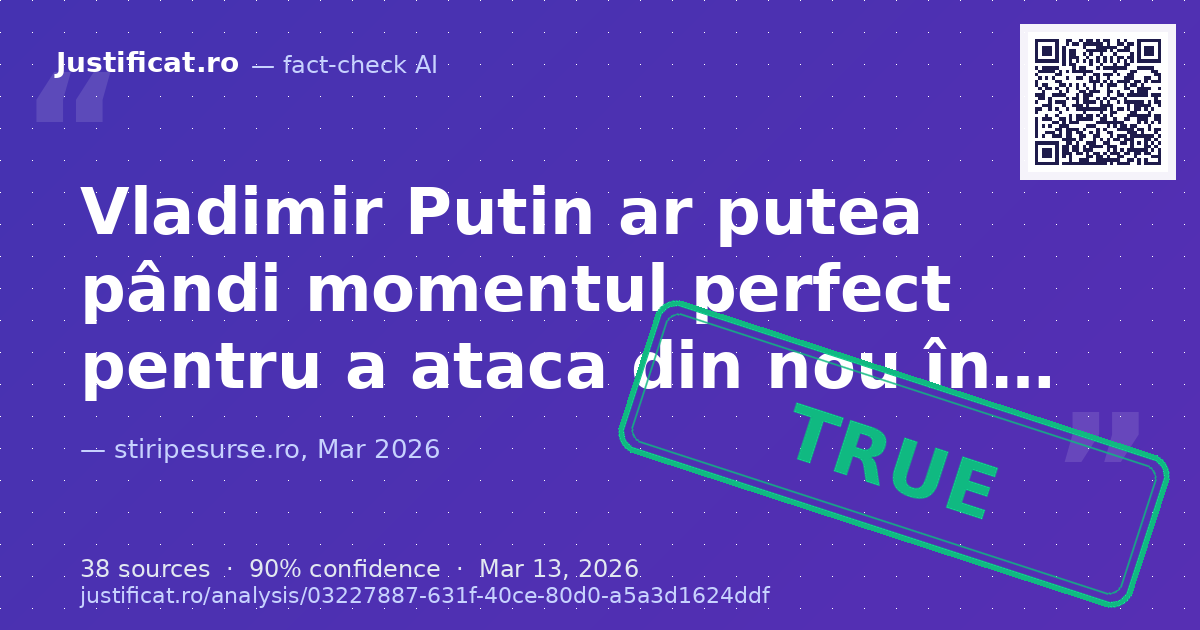 Afirmațiile conform cărora Vladimir Putin ar putea profita de distragerea atenției Occidentului asupra conf… — rated ADEVĂRAT
