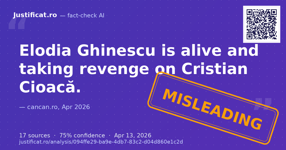 The text claims a "turn of events" in the Elodia Ghinescu disappearance case, stating that Elodia's mother… — rated ÎNȘELĂTOR