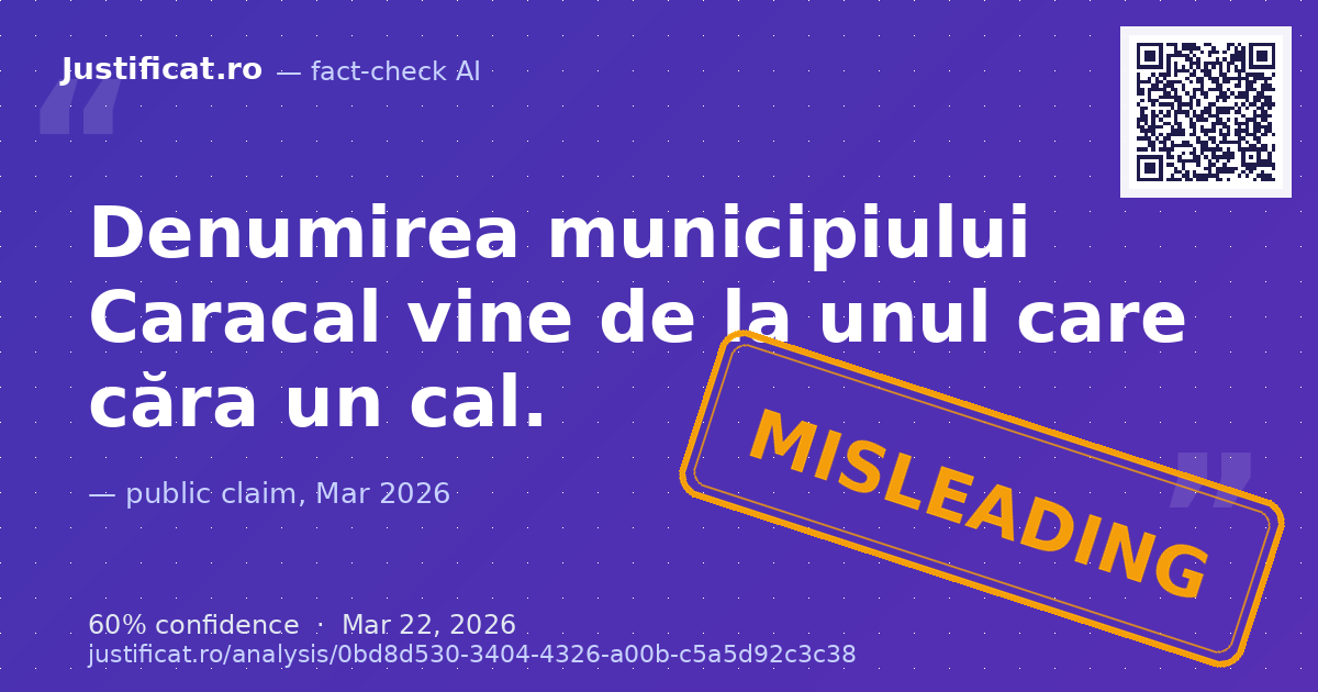 O imagine care prezintă un bărbat cărând un cal, însoțită de textul "DENUMIREA MUNICIPIULUI CARACAL VINE D… — rated ÎNȘELĂTOR