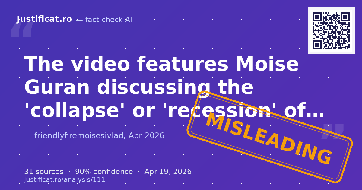 A TikTok video titled 'Resetting through manipulation: How the "collapse" of the economy is sold...' featu… — rated ÎNȘELĂTOR