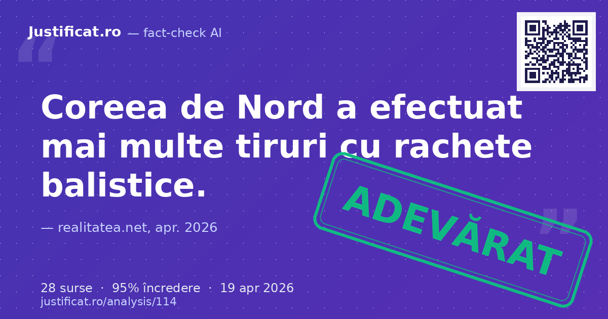 Articolul relatează despre lansarea de rachete balistice de către Coreea de Nord, interdicția ONU și reun… — verdict ADEVĂRAT