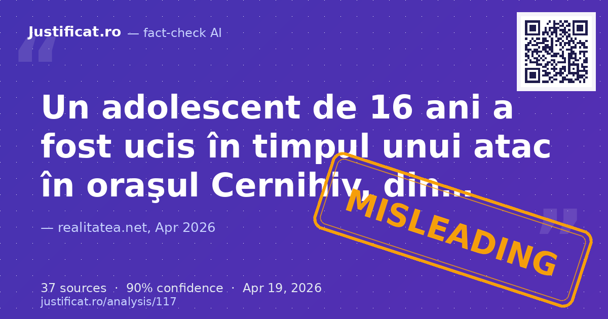 Articolul conține două secțiuni distincte: o știre despre decesul unui adolescent într-un atac în Cernihiv… — rated ÎNȘELĂTOR