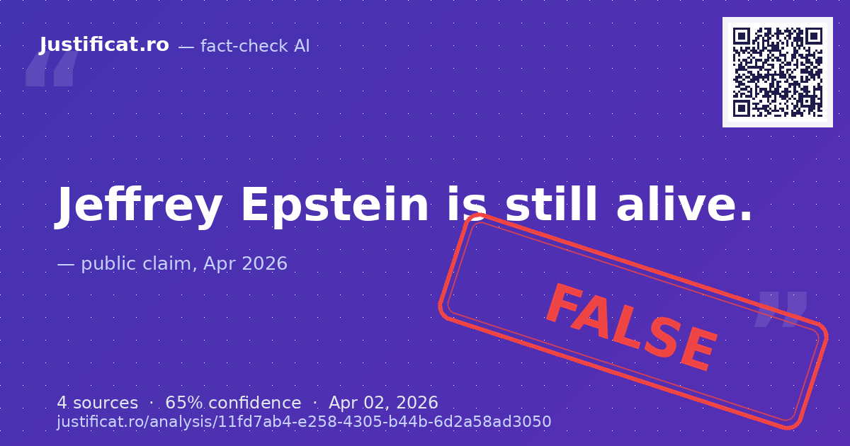 The claim that Jeffrey Epstein is still alive. — rated FALS