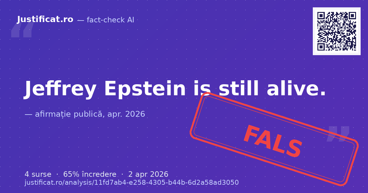 The claim that Jeffrey Epstein is still alive. — verdict FALS