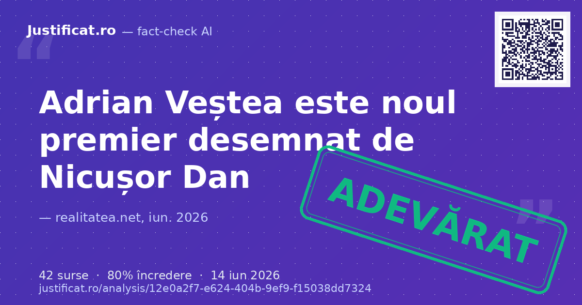 Știrea privind desemnarea lui Adrian Veștea ca premier de către președintele Nicușor Dan, în urma… — verdict APROAPE ADEVĂRAT