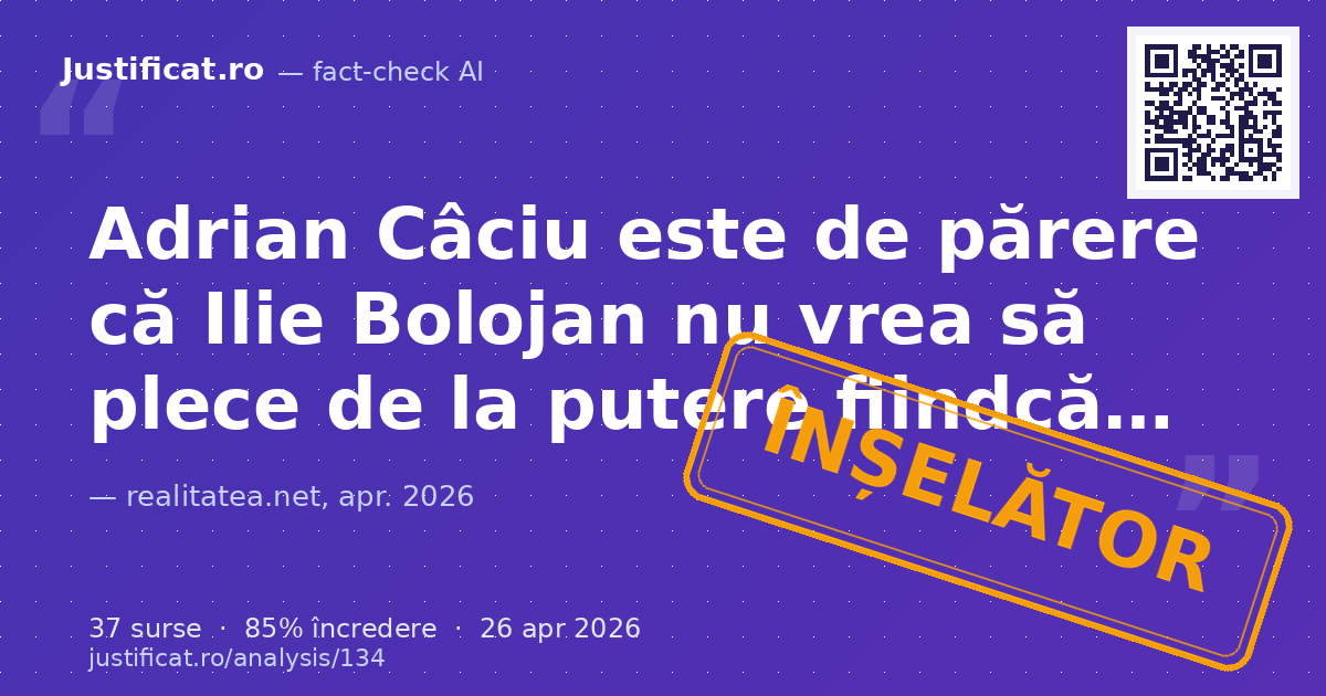 Articolul raportează declarațiile lui Adrian Câciu (PSD) despre premierul Ilie Bolojan, USR și PNL, incl… — verdict ÎNȘELĂTOR