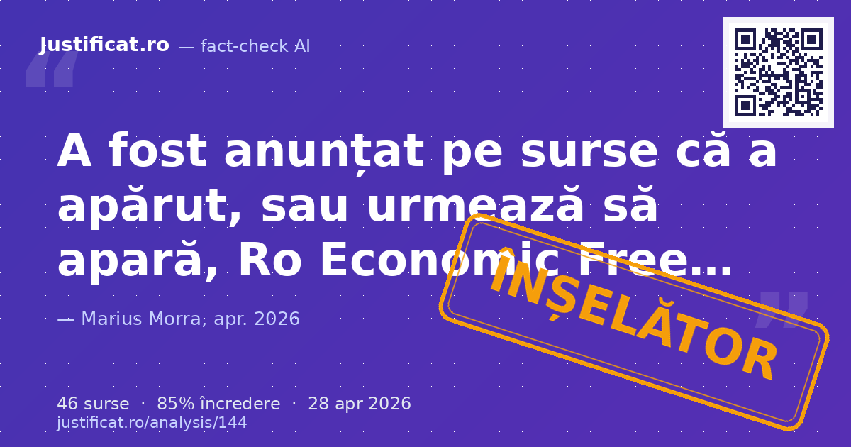 Afirmațiile influencerului Marius Morra despre o presupusă nouă "Ro Economic Free Zone" în România, anun… — verdict ÎNȘELĂTOR