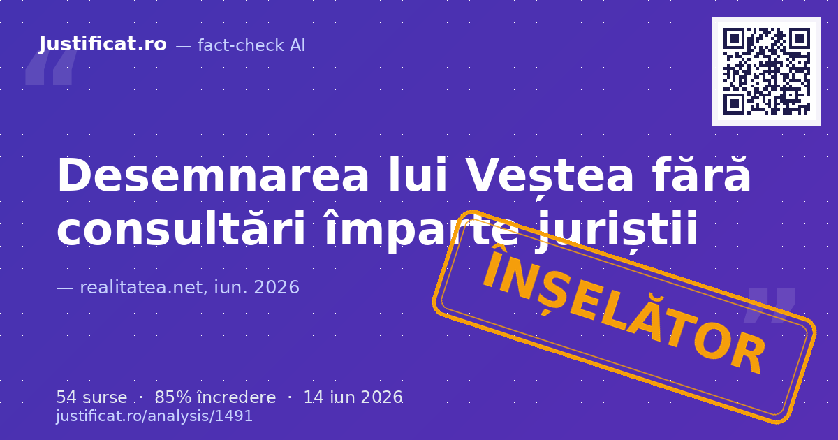 Declarațiile fostului ministru al Justiției, Tudorel Toader, care critică decizia președintelui Nicușor… — verdict ÎNȘELĂTOR