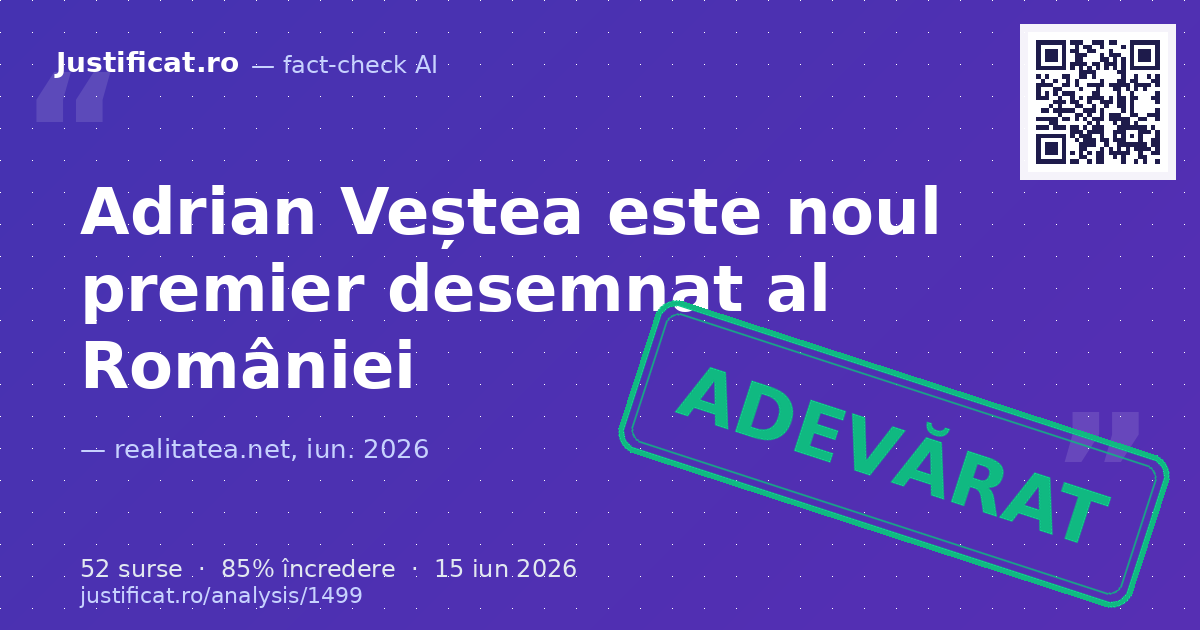 Știrea privind desemnarea lui Adrian Veștea ca premier, începerea negocierilor pentru noul guvern… — verdict APROAPE ADEVĂRAT