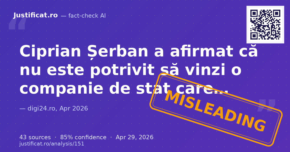 Articolul prezintă declarațiile contradictorii ale fostului ministru al Transporturilor, Ciprian Șerban, ș… — rated ÎNȘELĂTOR