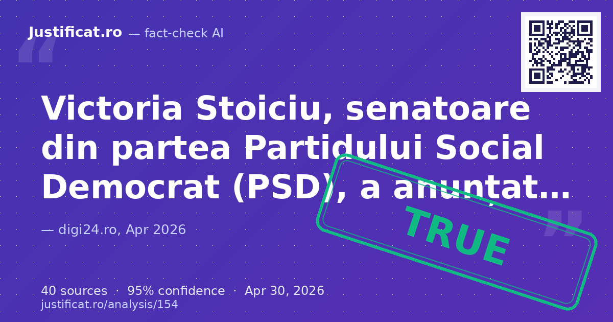 Articolul relatează despre demisia senatoarei Victoria Stoiciu din PSD, motivată de alianța partidului cu A… — rated ADEVĂRAT