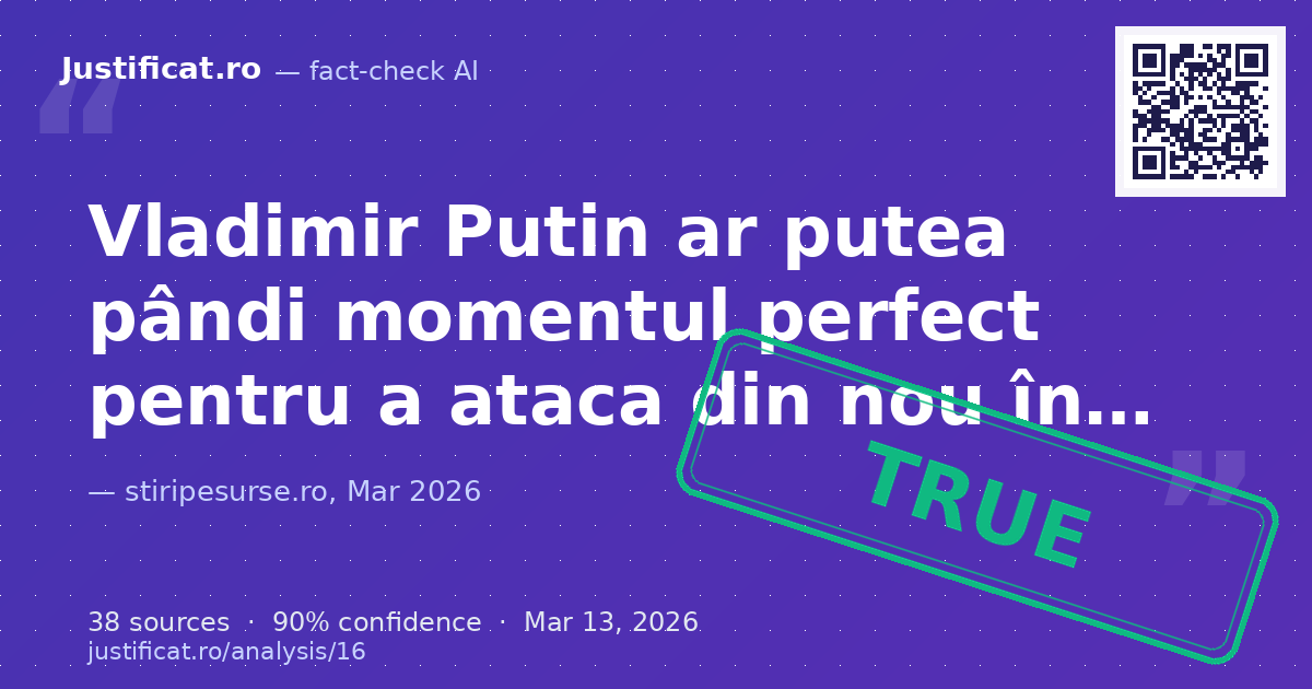 Afirmațiile conform cărora Vladimir Putin ar putea profita de distragerea atenției Occidentului asupra conf… — rated ADEVĂRAT