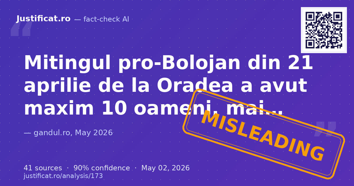 Textul analizează organizarea unor mitinguri de susținere pentru premierul Ilie Bolojan, atât la Oradea, c… — rated ÎNȘELĂTOR