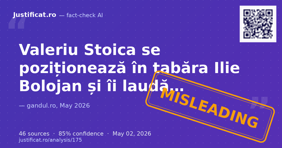 Articolul analizează declarațiile fostului ministru liberal al Justiției, Valeriu Stoica, din jurul datei… — rated ÎNȘELĂTOR