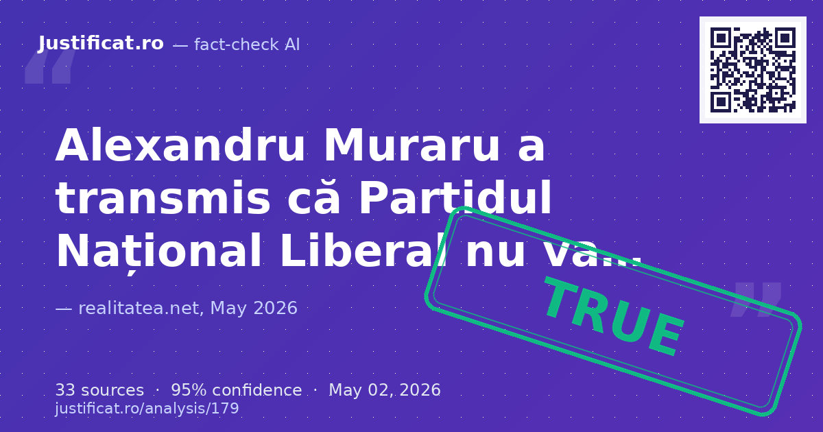 Afirmațiile deputatului Alexandru Muraru (PNL) conform cărora PNL nu va face coaliție cu PSD, decizia fiind… — rated ADEVĂRAT