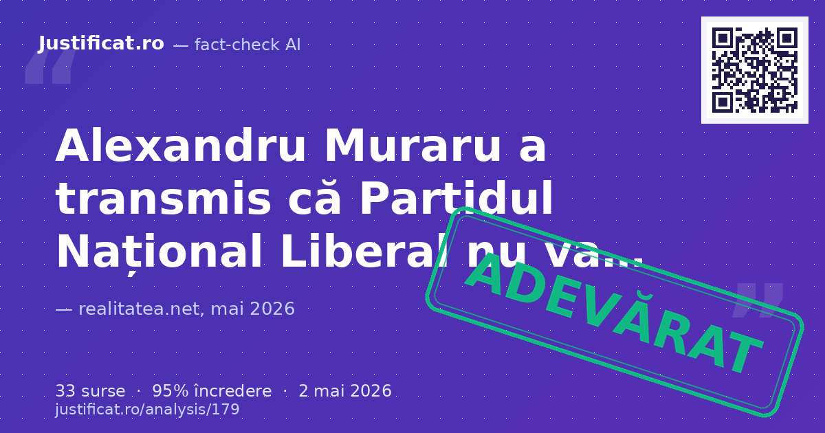 Afirmațiile deputatului Alexandru Muraru (PNL) conform cărora PNL nu va face coaliție cu PSD, decizia fii… — verdict ADEVĂRAT