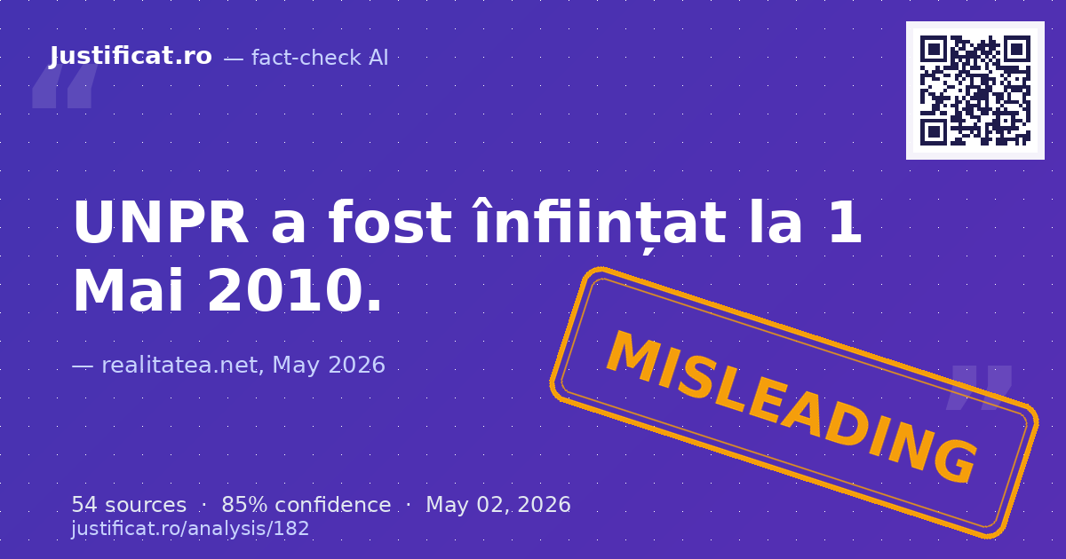 Articolul celebrează 16 ani de la înființarea UNPR (Uniunea Națională pentru Progresul României) pe 1 mai… — rated ÎNȘELĂTOR