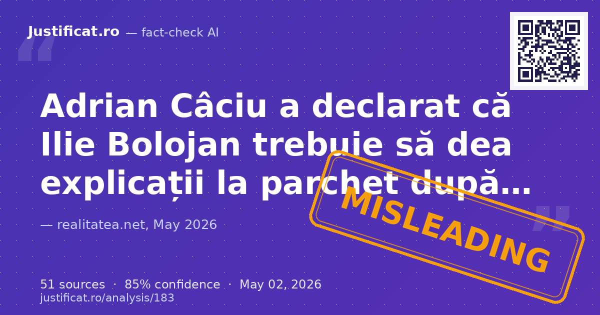Articolul citează declarațiile fostului ministru al Finanțelor, Adrian Câciu, care îl acuză pe Ilie Boloja… — rated ÎNȘELĂTOR