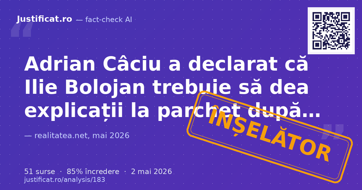 Articolul citează declarațiile fostului ministru al Finanțelor, Adrian Câciu, care îl acuză pe Ilie Bolo… — verdict ÎNȘELĂTOR