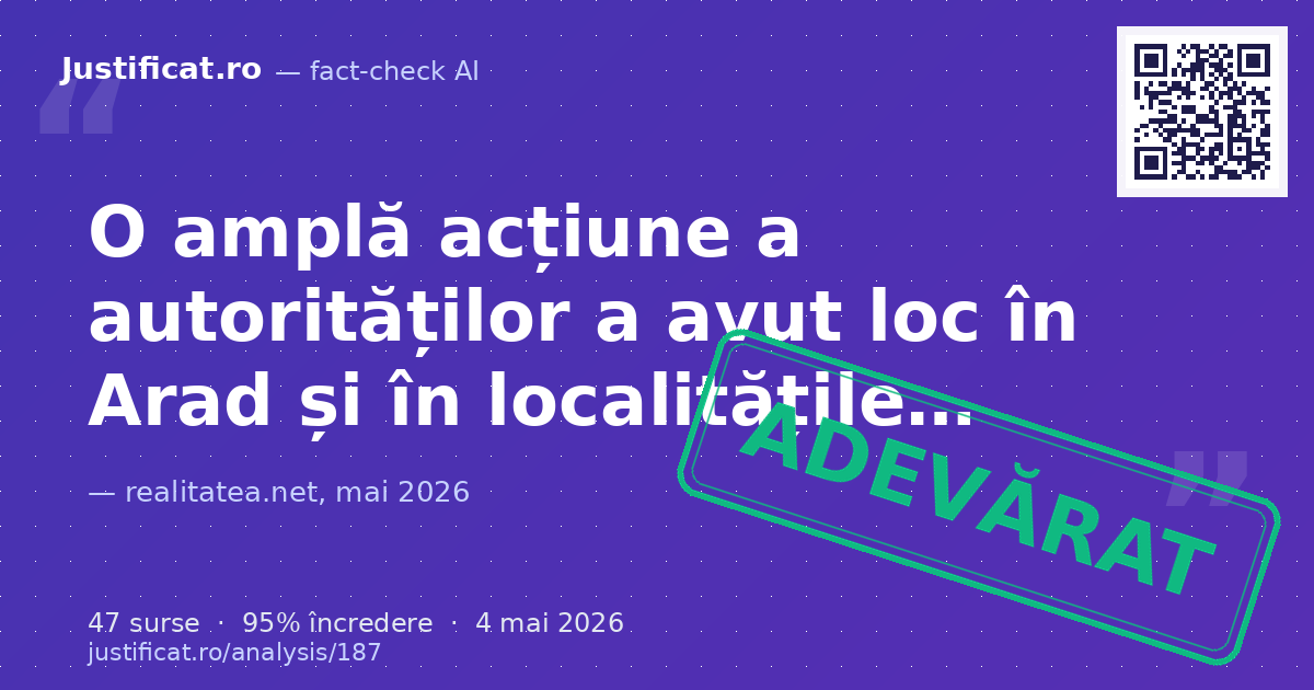 Articolul descrie o amplă acțiune a autorităților în Arad, Gurahonț și Cuvin, vizând presupuși braconieri… — verdict ADEVĂRAT