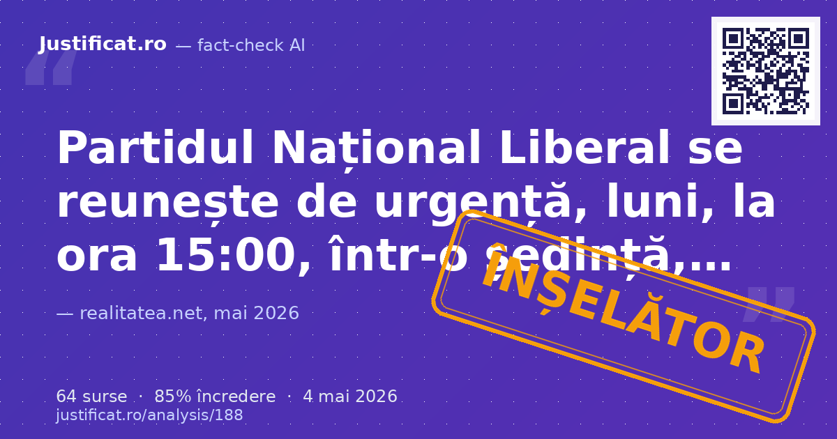 Articolul anunță ședințe de urgență ale PNL și PSD pentru astăzi, 4 mai, în Parlament, cu câteva ore îna… — verdict ÎNȘELĂTOR