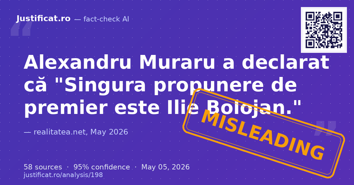 Articolul citează declarațiile lui Alexandru Muraru, președintele PNL Iași, conform cărora Ilie Bolojan es… — rated ÎNȘELĂTOR