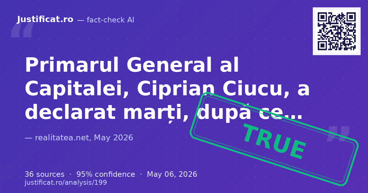 Articolul a analizat declarațiile primarului general al Capitalei, Ciprian Ciucu, și contextul politic imed… — rated ADEVĂRAT