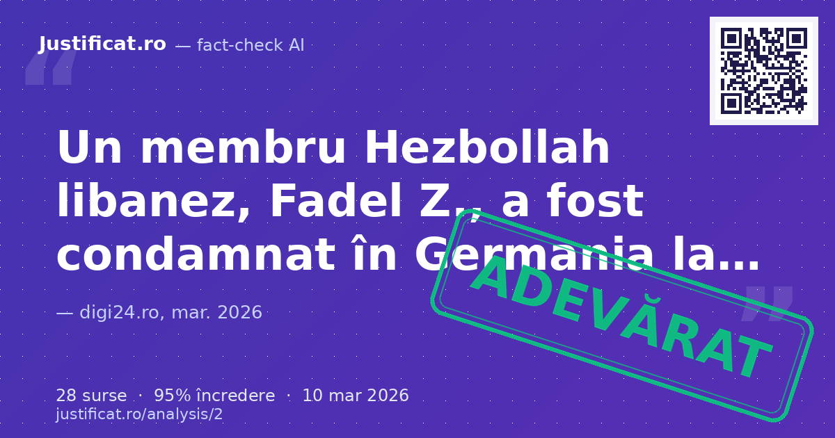 Afirmațiile privind condamnarea unui membru Hezbollah în Germania pentru organizarea exportului de compon… — verdict ADEVĂRAT