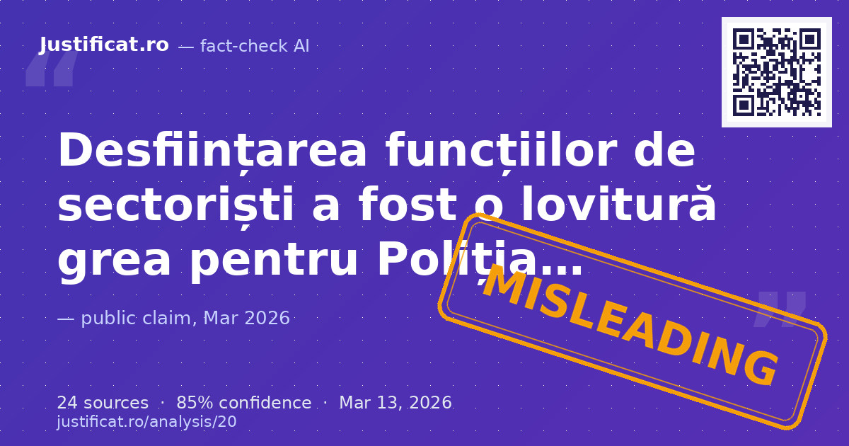 Textul analizează în termeni foarte critici situația actuală a Poliției Române, afirmând că aceasta este d… — rated ÎNȘELĂTOR