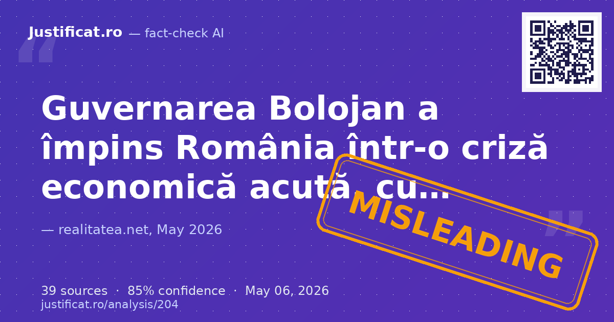 Articolul, un material publicitar politic al AUR, critică vehement „guvernarea Bolojan” pentru o criză eco… — rated ÎNȘELĂTOR