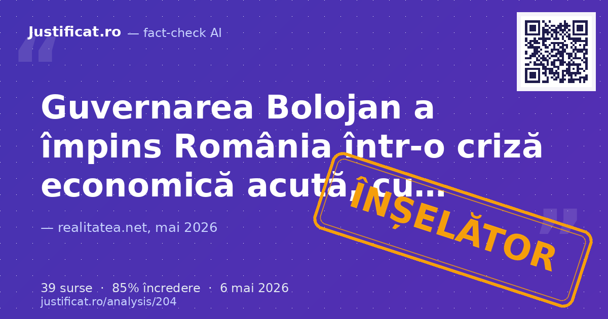 Articolul, un material publicitar politic al AUR, critică vehement „guvernarea Bolojan” pentru o criză e… — verdict ÎNȘELĂTOR