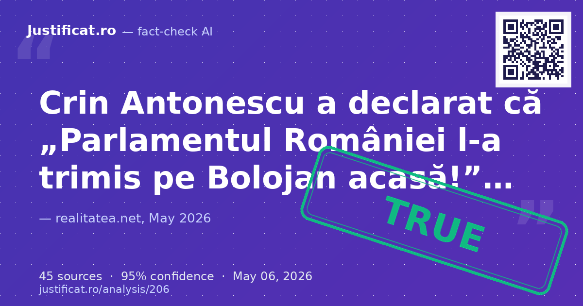 Articolul raportează declarațiile fostului lider liberal Crin Antonescu, care a comentat adoptarea unei moț… — rated ADEVĂRAT