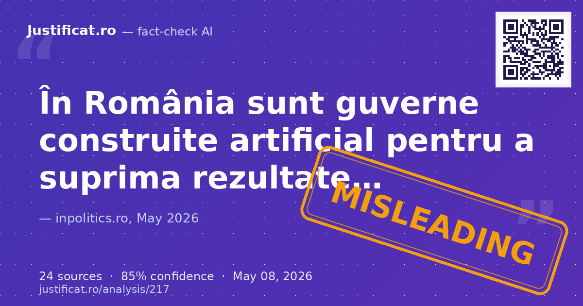 Un articol din publicația italiană "La Voce del Patriota" susține că în România se construiesc guverne art… — rated ÎNȘELĂTOR