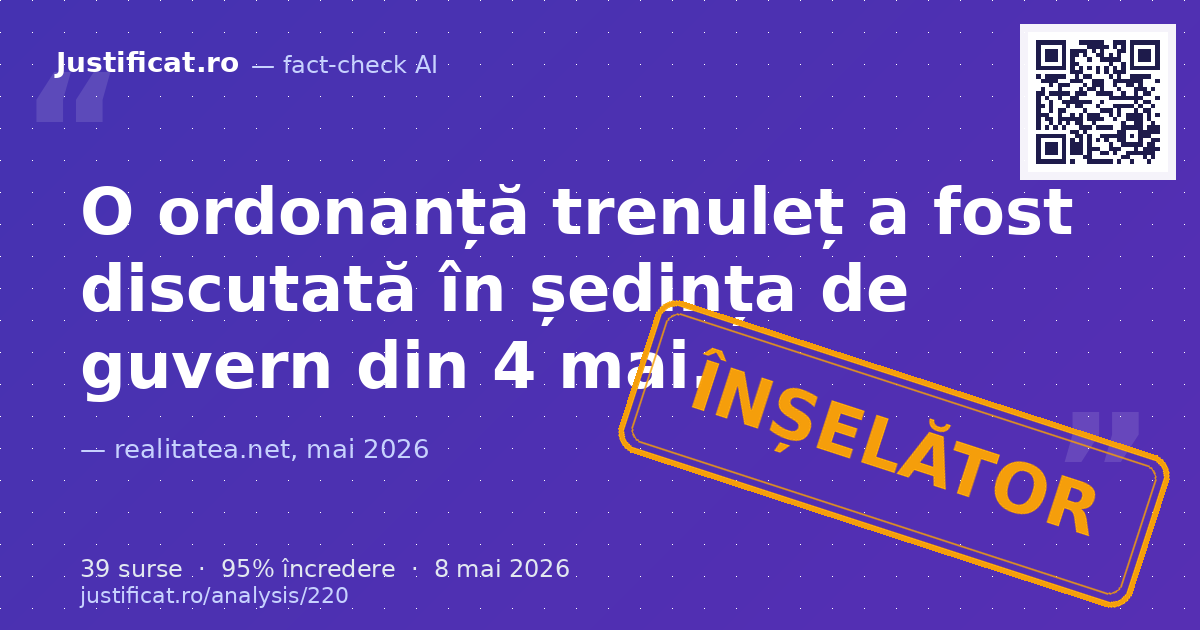 Afirmațiile Ancăi Alexandrescu privind o ordonanță de urgență (OUG) discutată în ședința de Guvern din 4… — verdict ÎNȘELĂTOR
