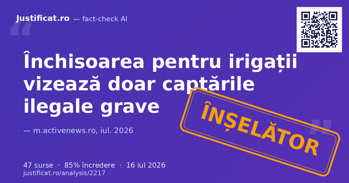 Articolul susține că Ministerul Mediului a inițiat o „prigoană” împotriva fermierilor români prin transp… — verdict ÎNȘELĂTOR