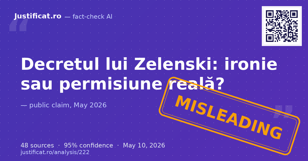 Textul analizează un decret prezidențial ucrainean (Nr. — rated ÎNȘELĂTOR