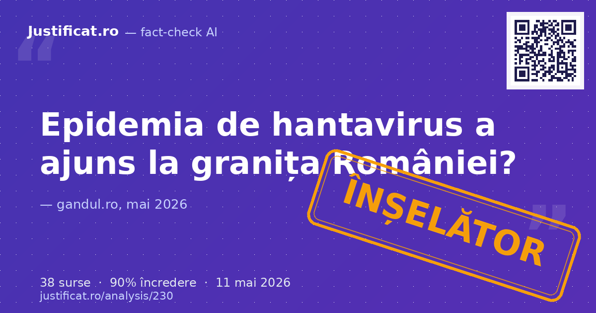 Textul analizează informații despre hantavirus, simptomele, metodele de prevenție și tratament, precum ș… — verdict ÎNȘELĂTOR
