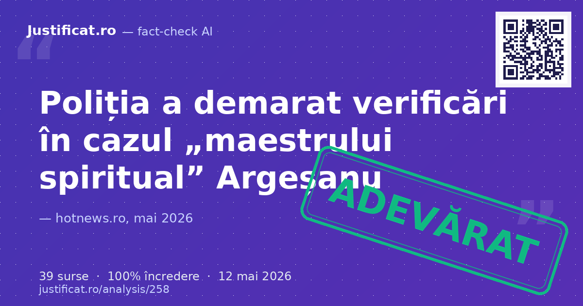Textul raportează despre demararea verificărilor de către Poliția Capitalei în cazul lui Dragoș Ovidiu Ar… — verdict ADEVĂRAT