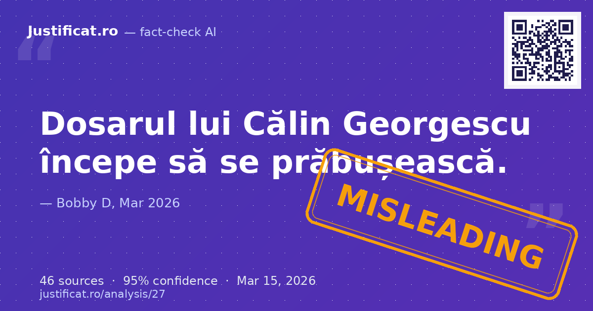 Un segment video care susține că dosarul penal al lui Călin Georgescu se prăbușește din cauza probelor obț… — rated ÎNȘELĂTOR