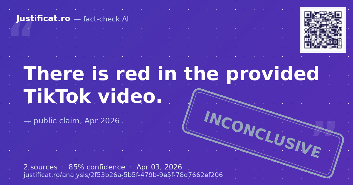 The user asked to verify if there is any red in a given TikTok video. — rated NECONCLUDENT