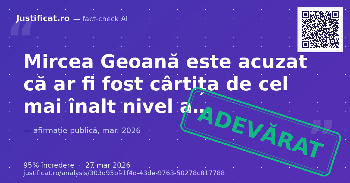 O imagine care prezintă un screenshot al unui articol de știri de pe Gandul.ro, acuzându-l pe Mircea Geoa… — verdict ADEVĂRAT