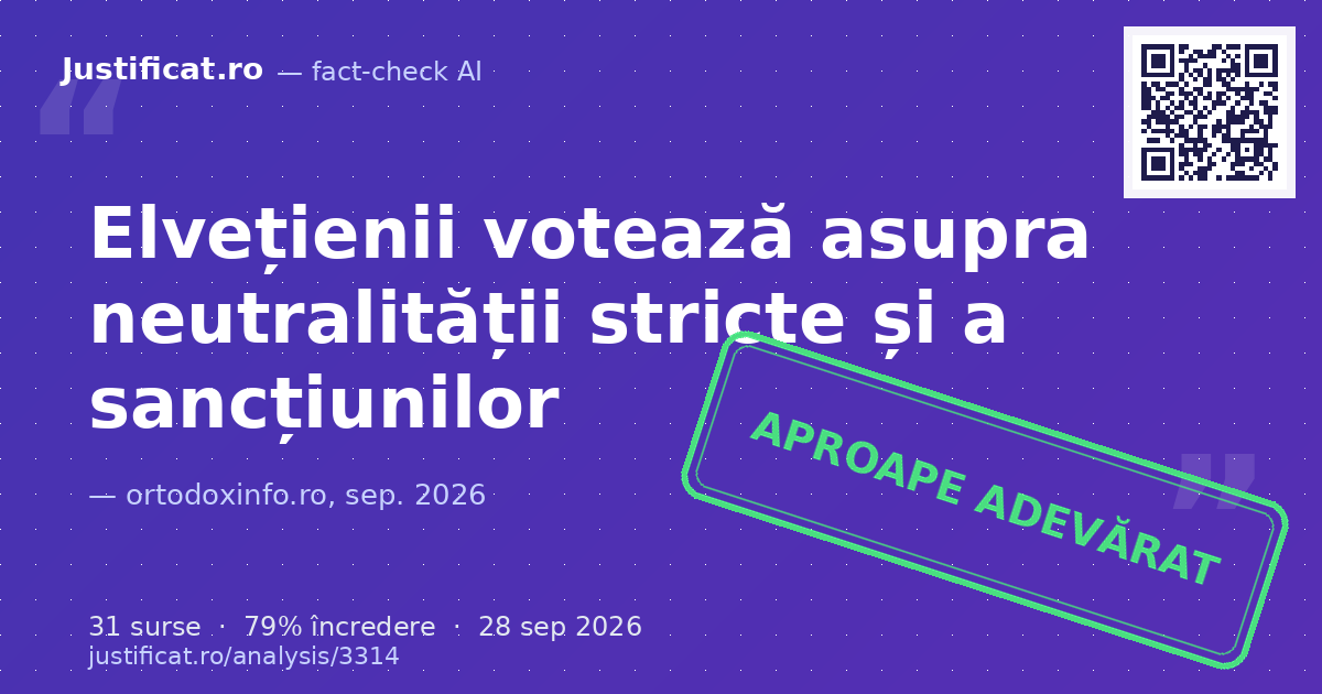 Un articol de presă care relatează despre referendumul din Elveția din 27 septembrie 2026 privind… — verdict APROAPE ADEVĂRAT