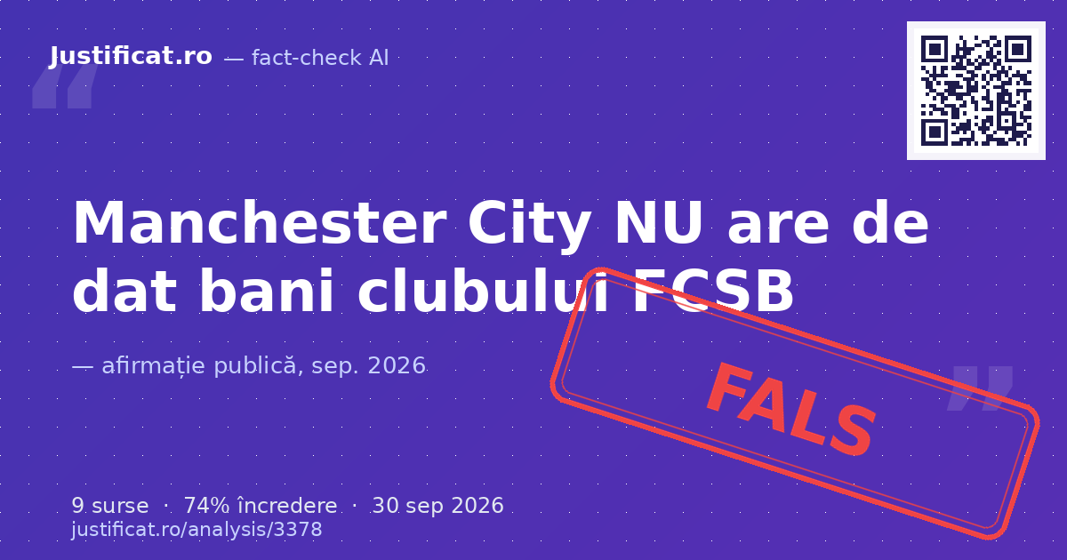 S-a analizat afirmația conform căreia clubul de fotbal Manchester City ar trebui să plătească despăgubiri fin… — verdict FALS