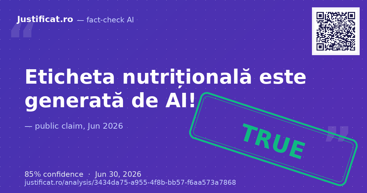 O imagine care prezintă o declarație nutrițională pe un ambalaj de produs alimentar, împreună cu an… — rated APROAPE ADEVĂRAT