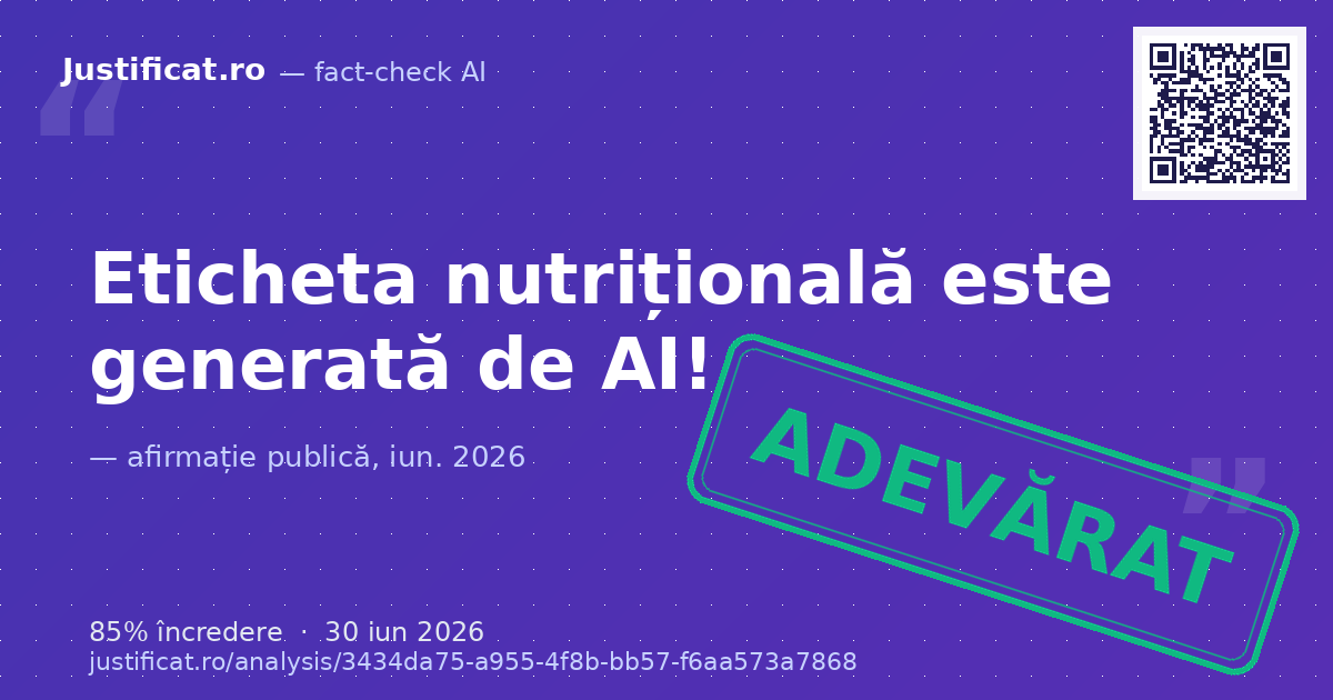 O imagine care prezintă o declarație nutrițională pe un ambalaj de produs alimentar, împreună cu… — verdict APROAPE ADEVĂRAT