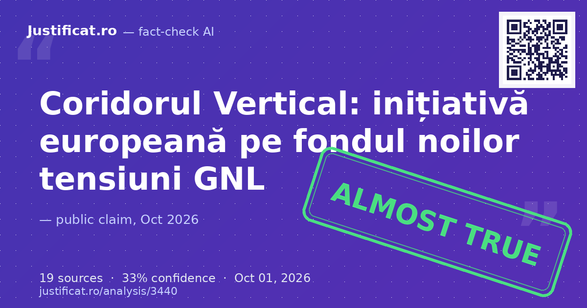 Afirmația dintr-un interviu cu o expertă în energie conform căreia Coridorul Vertical a fost concep… — rated APROAPE ADEVĂRAT