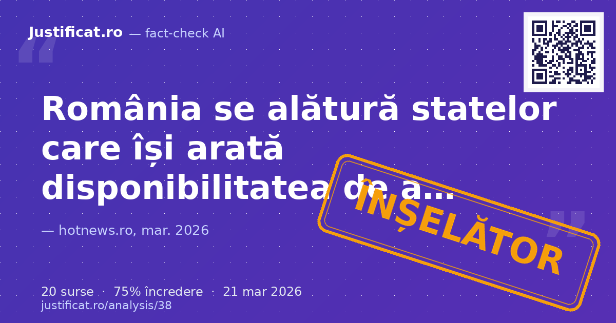 Articolul analizează decizia României de a se alătura unei declarații internaționale privind libertatea… — verdict ÎNȘELĂTOR