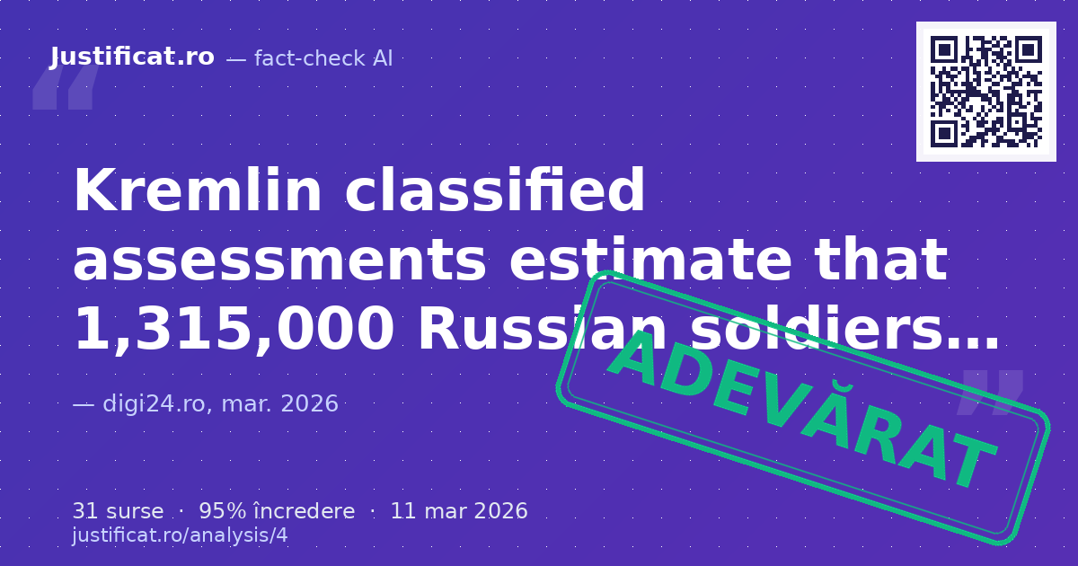 Claims about the number of Russian and Ukrainian military casualties since the start of the Russian invas… — verdict ADEVĂRAT