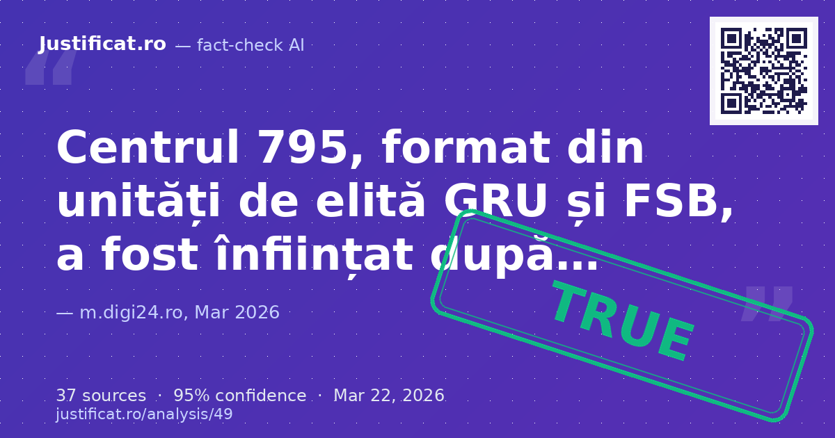 Textul detaliază înființarea, structura, finanțarea și operațiunile Centrului 795, o unitate secretă de eli… — rated ADEVĂRAT