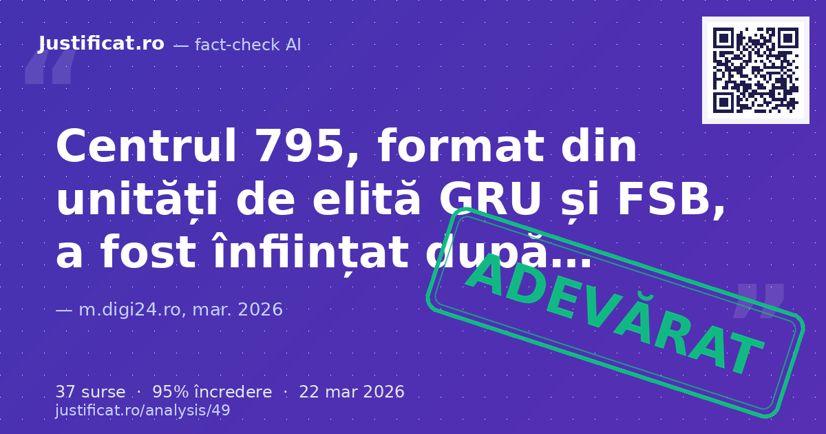 Textul detaliază înființarea, structura, finanțarea și operațiunile Centrului 795, o unitate secretă de e… — verdict ADEVĂRAT